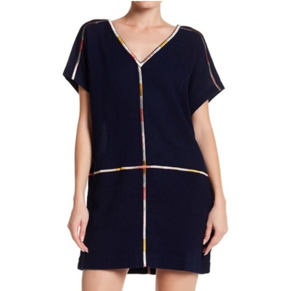 Madewell Isadora Embroidery Easy Dress Linen Blue with Embroidery Size Small - Picture 1 of 6